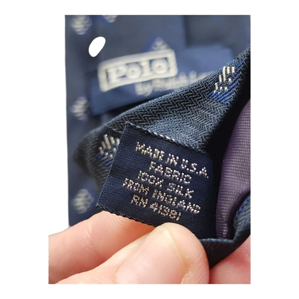 Vintage Polo Ralph Lauren Navy Geometric Silk Tie Made in USA Hand Sewn